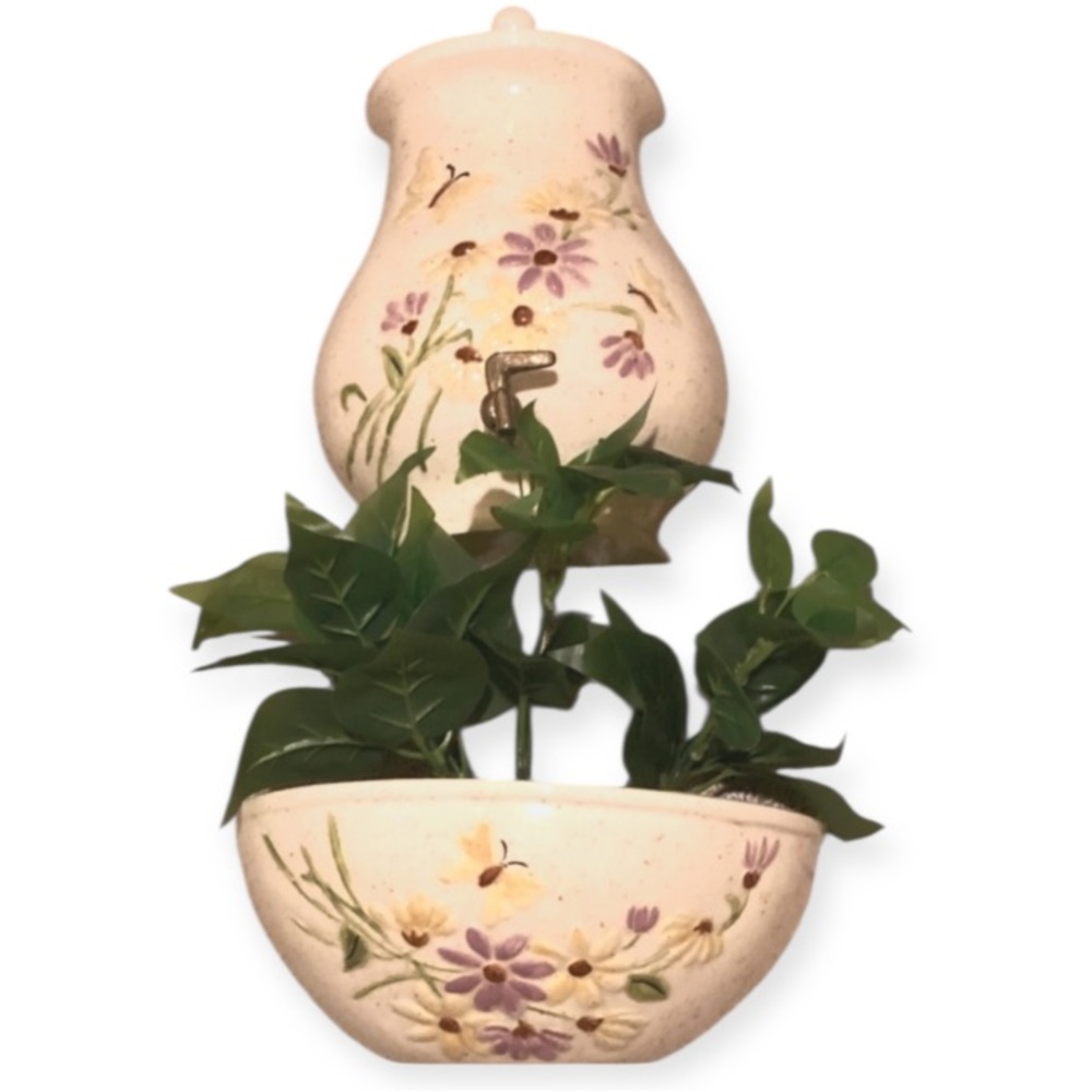 Hand Painted Ceramic wall fountain planter